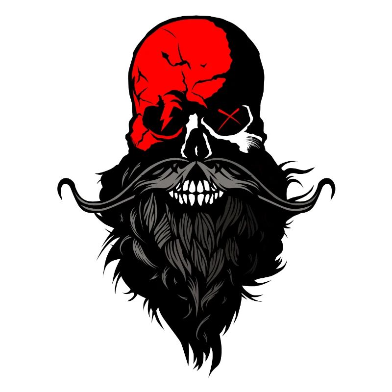 tete de mort Schädel Glatze hipster Bart barb