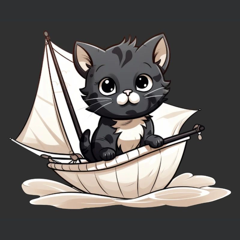 Chat mignon sur un dériveur