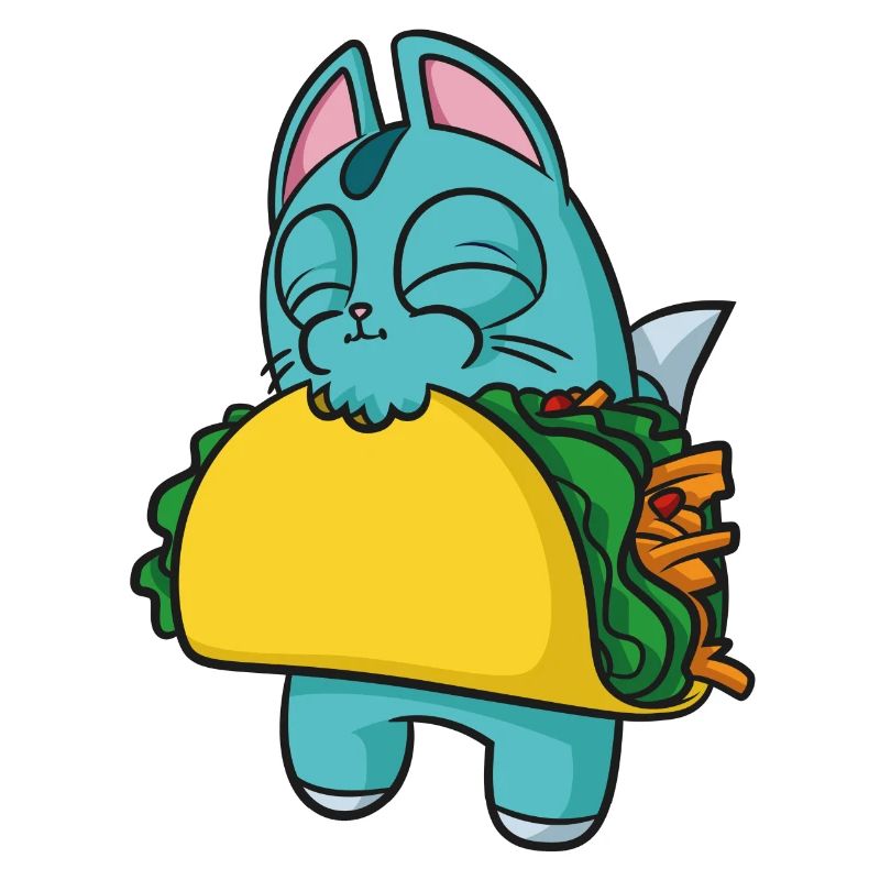 Lost Kitties Chomp Chat Bleu Mangeant Un Taco
