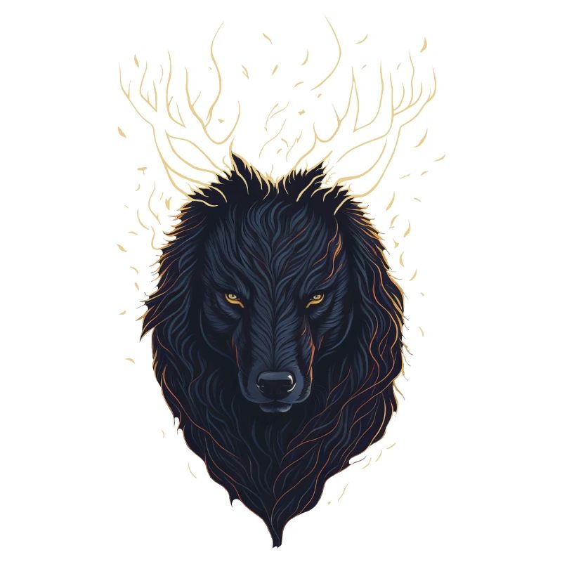 Mystischer Wolf mit Geweih