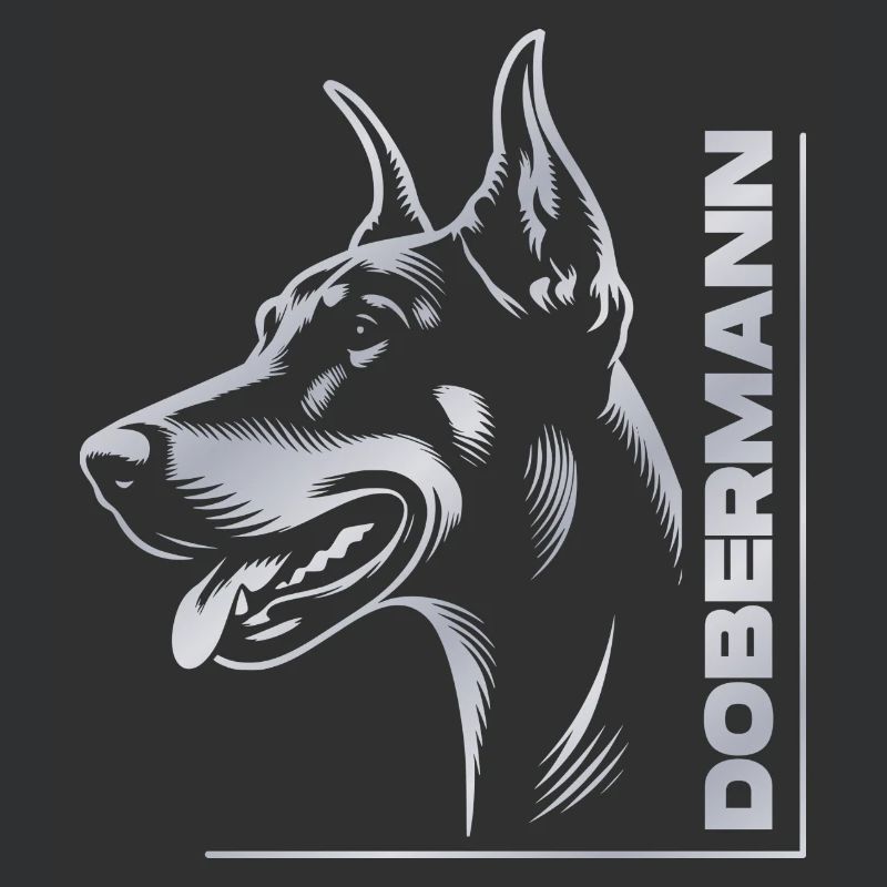 Doberman Pinscher, Dog Head, Silver Drawing