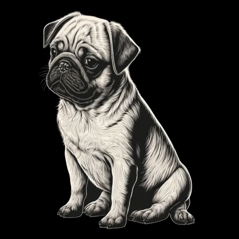 Schwarz weißer Mops