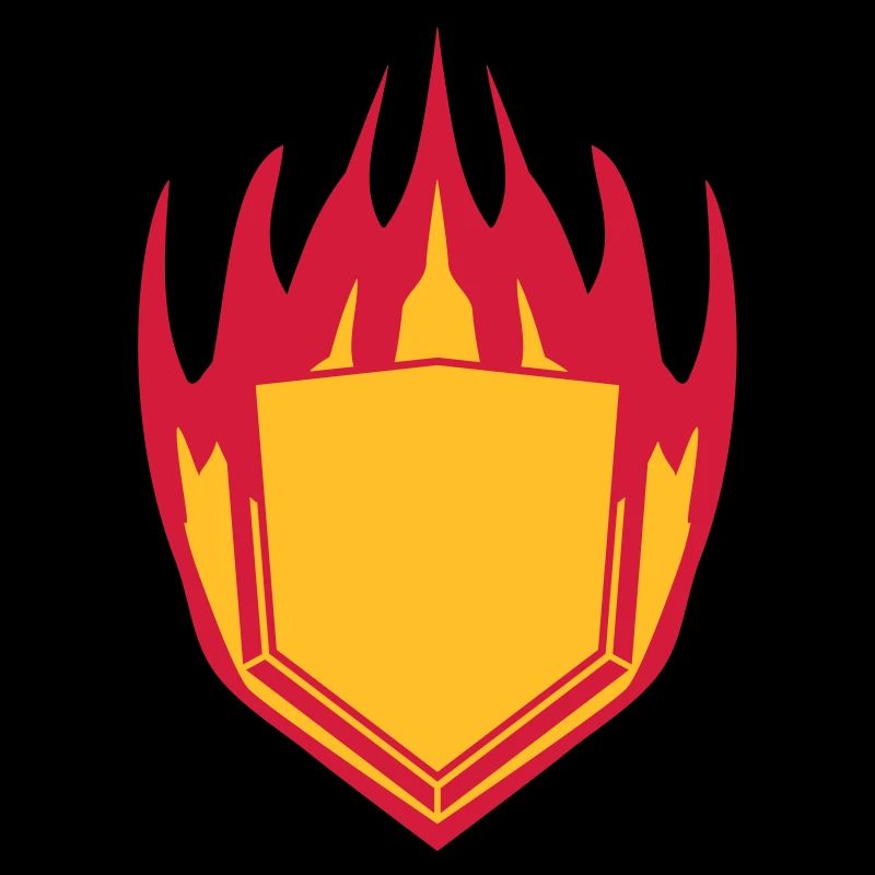 hot fire flames angular shield emblem emblem frame
