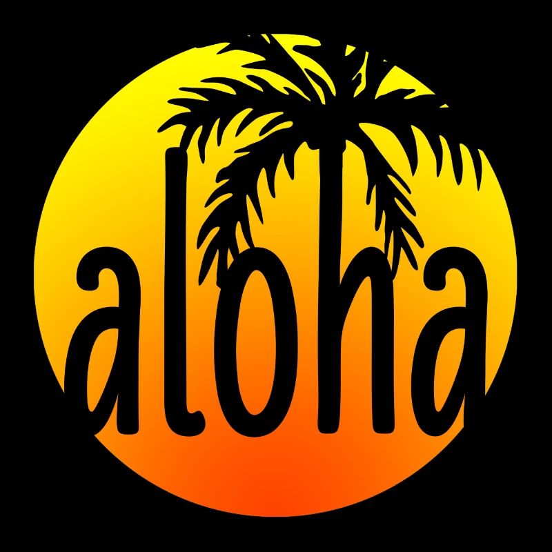 Aloha ! avec palmier et coucher de soleil - Hawaii