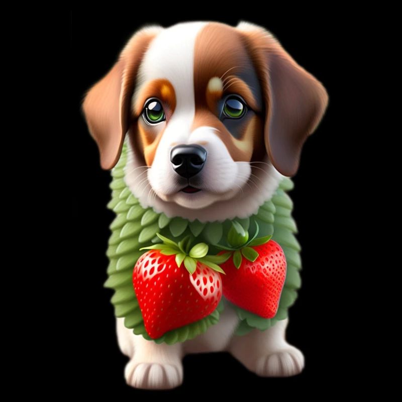 Dog with strawberries