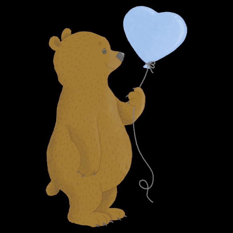 Bear with Blue Heart Balloon
