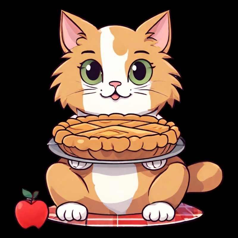 Apple pie with Angora cat