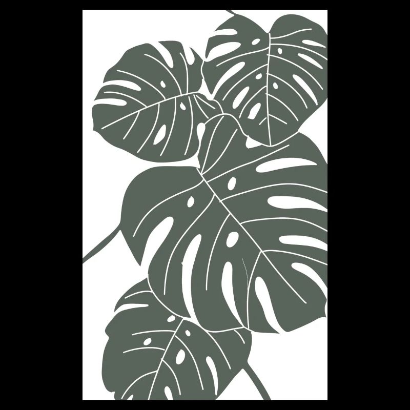 Monstera digital Art vert/blanc