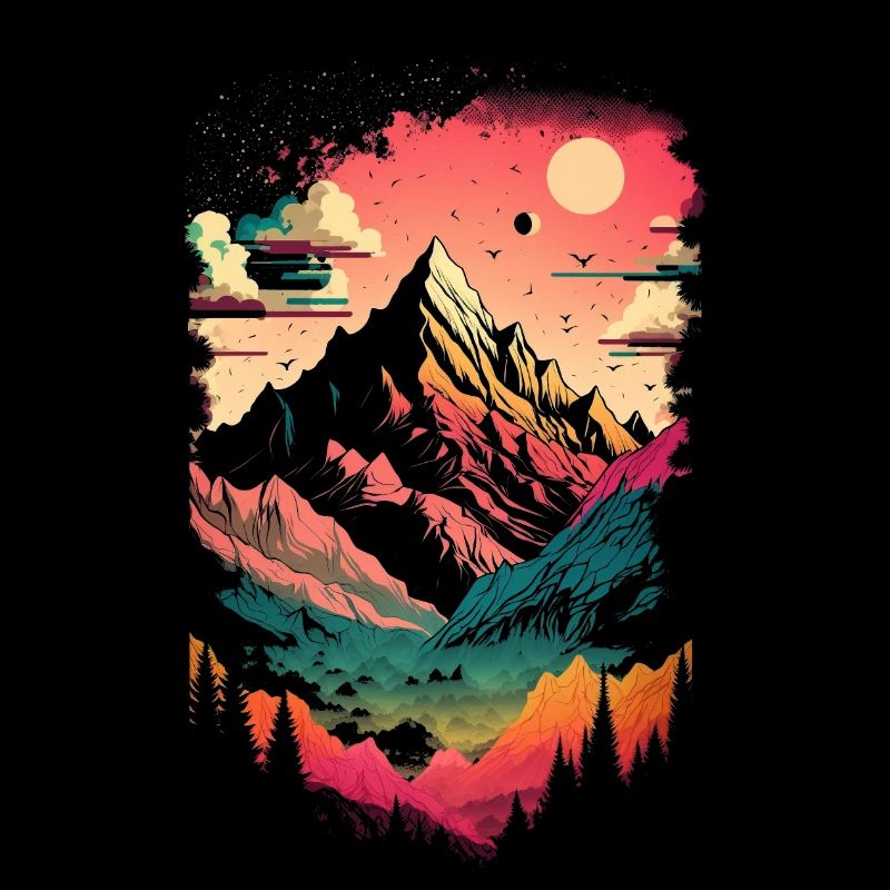Mountains Minimalism Abstract Forest Animals Retro Trend