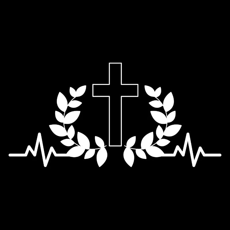 Herzschlag Kreuz Siegerkranz Glaubenssymbol