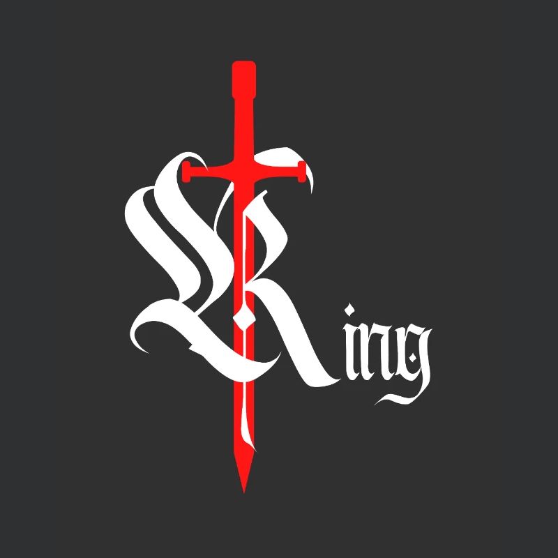 Roi gothique Design avec épée texte blanc