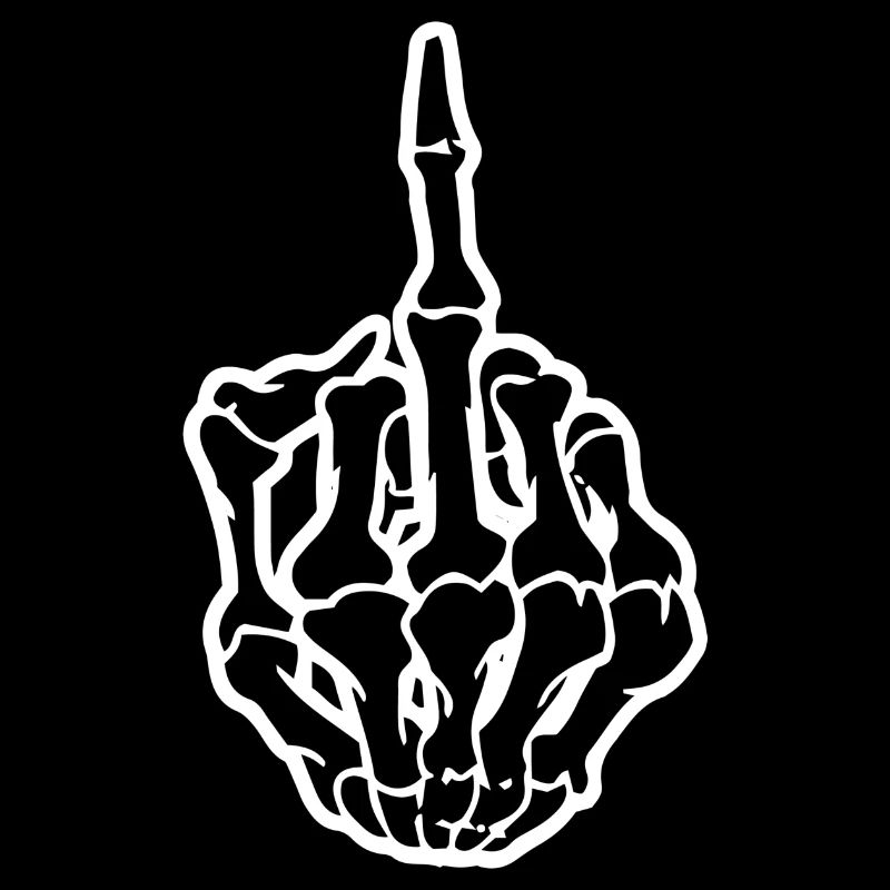 Mittelfinger Skelett Hand Geschenk Idee weiss