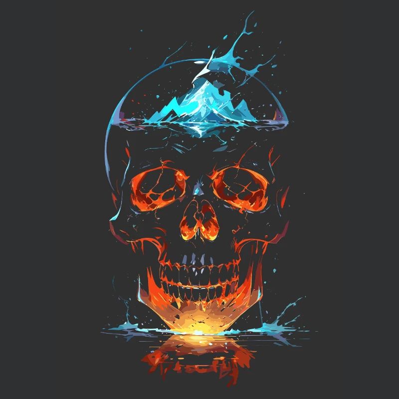 Crâne de Feu et Glace Éclatant