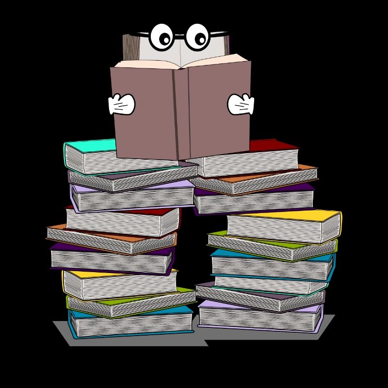 Buch liest Bücher - Bücherwurm lustig