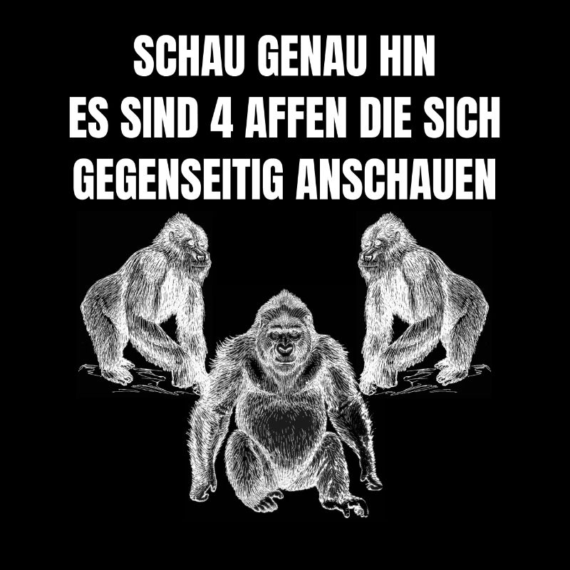 4 Affen Die Sich Gegenseitig Anschauen Affe Spruch