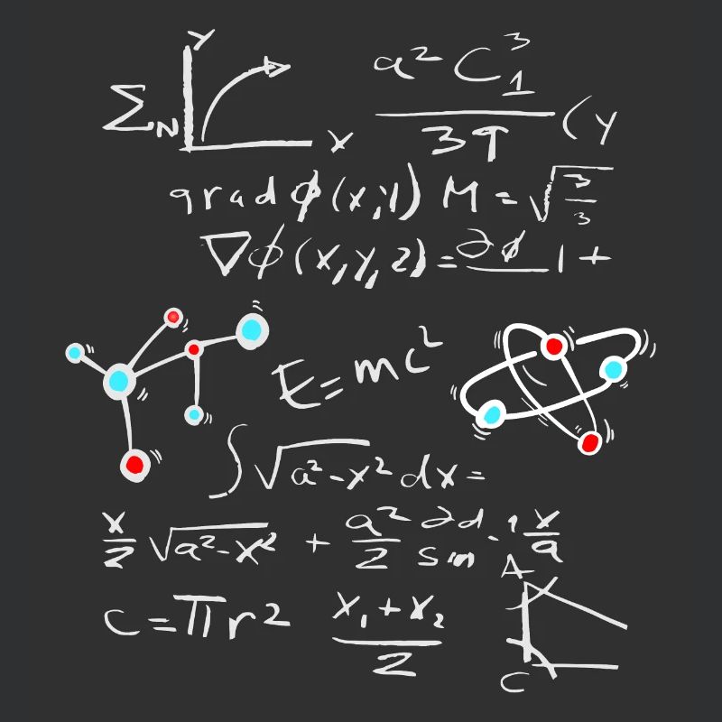 Physics Math Formula with Atoms and Molecules