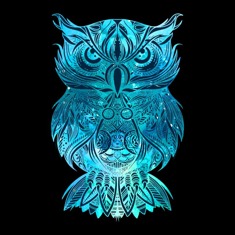 Blaue Eule Nachteule Uhu Mandala Tatto Geschenk