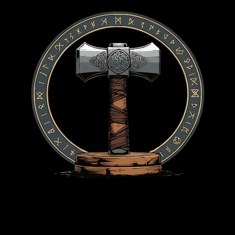 Viking Hammer Warrior Valhalla Runic Circle Thor