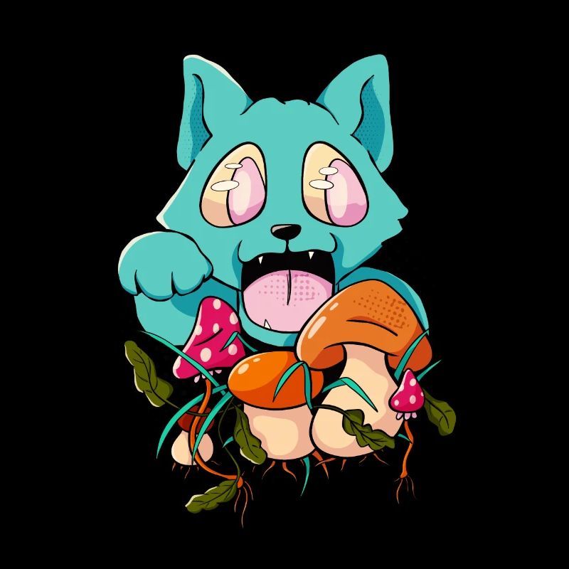 Trippy Mushroom Cat Hippie Trip Psychedelic