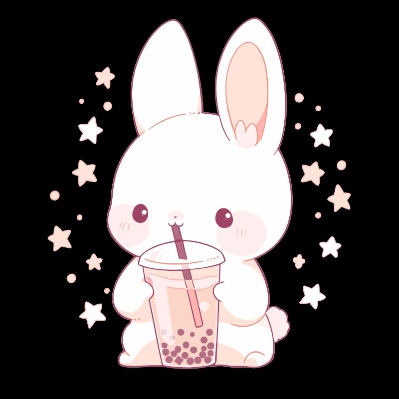 Kawaii Hase trinkt Boba Bubble Tea Chibi