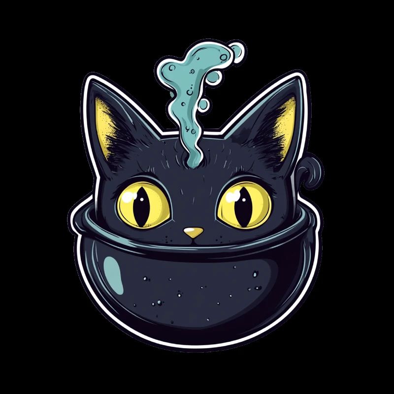 Chat Chaudron Chat Sorcière Halloween