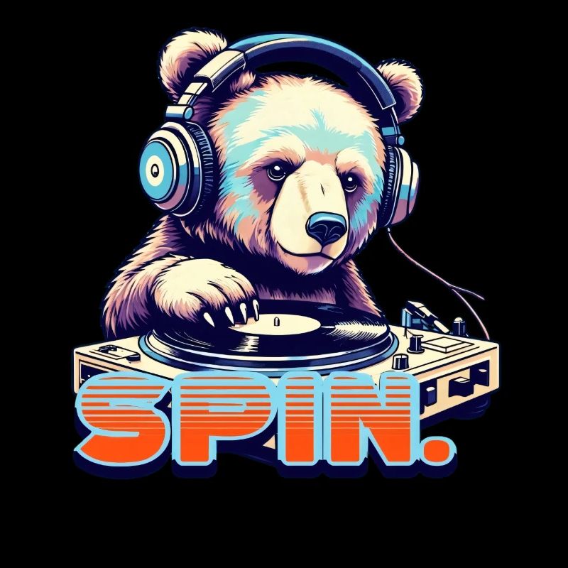 Funny Bear DJ 90s Retro Disco Style