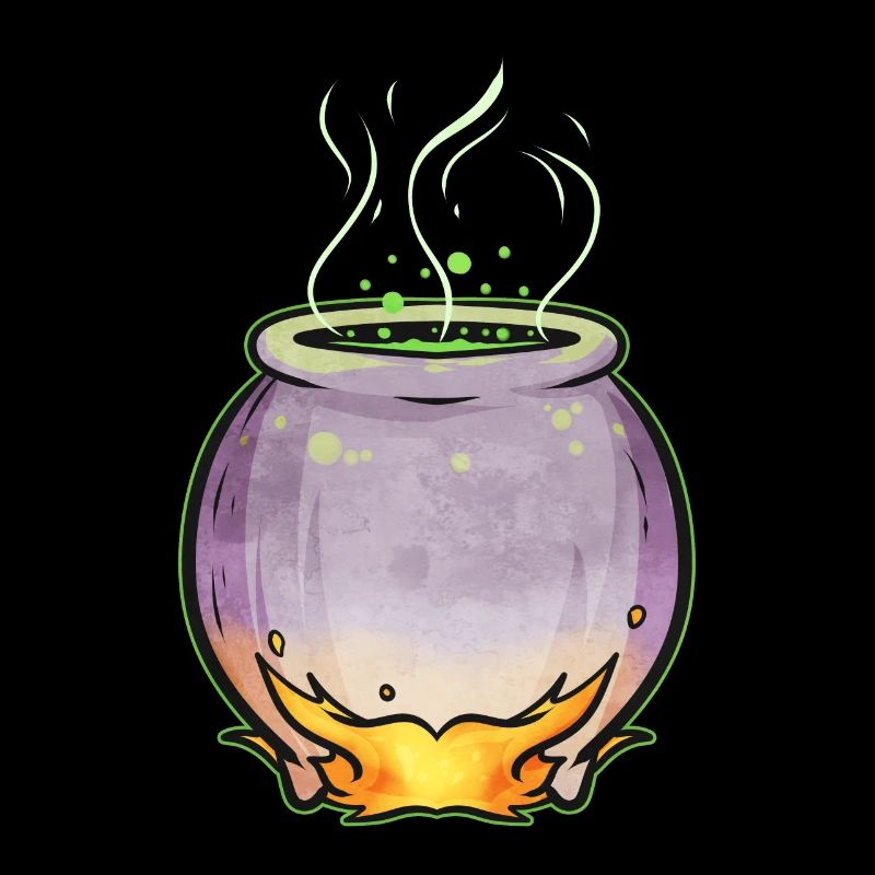 Copper Pot With Witch Magic Potion Halloween