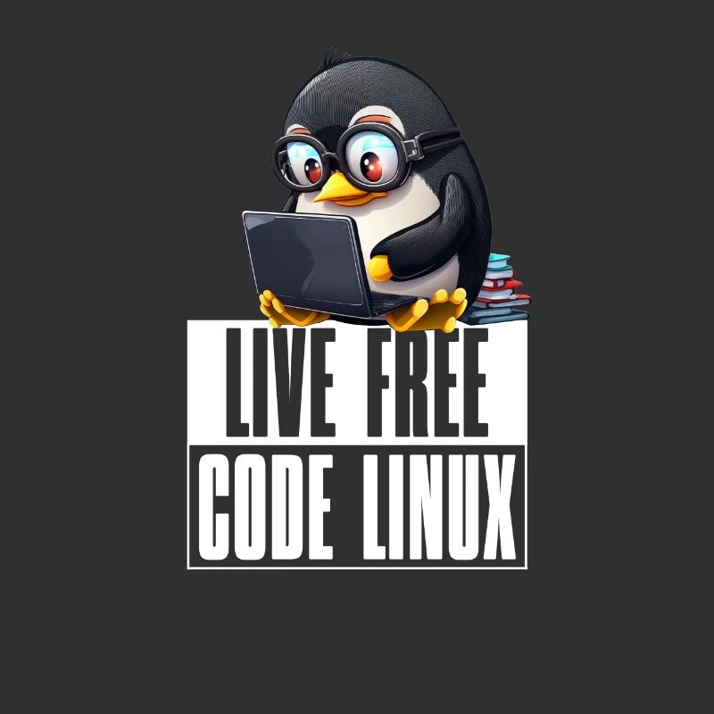 Live Free Code Linux Nerd Tux Nerdy Penguin Coding