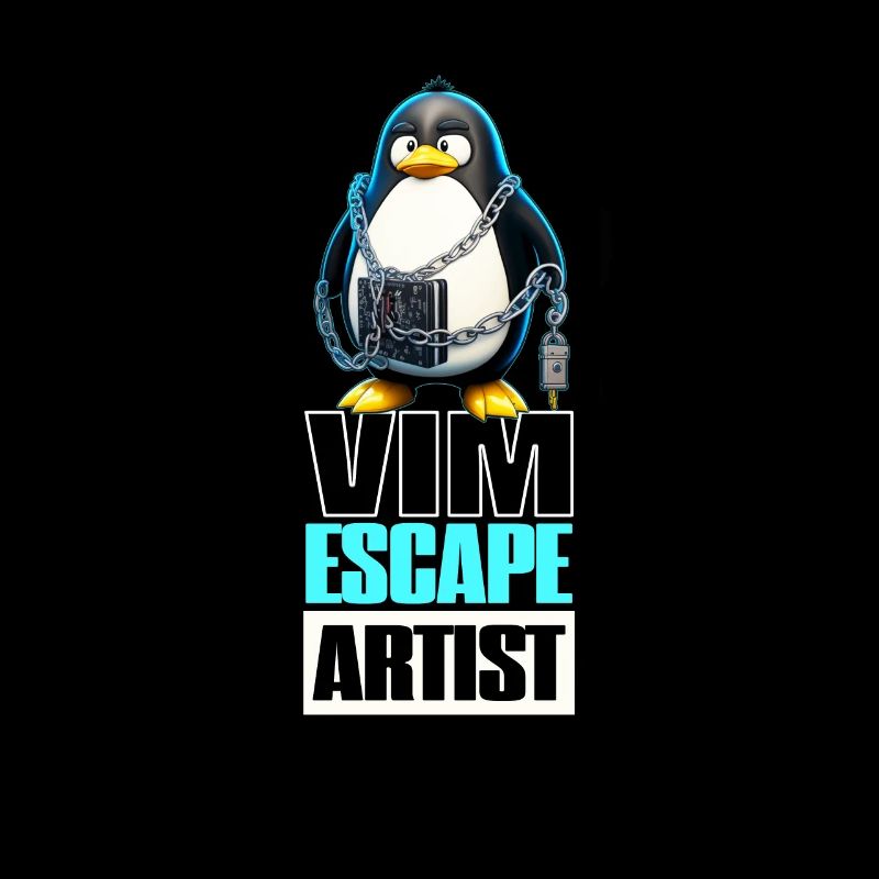 Linux Humor VIM Escape Artist Tux the Penguin