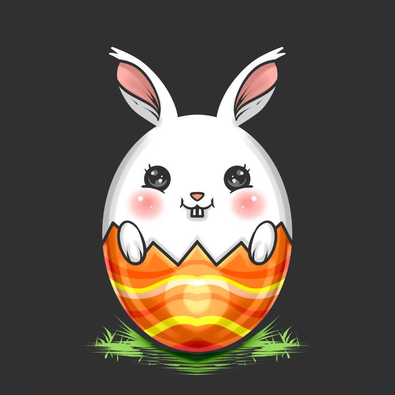 Painted Easter Rabbit Egg On Easter