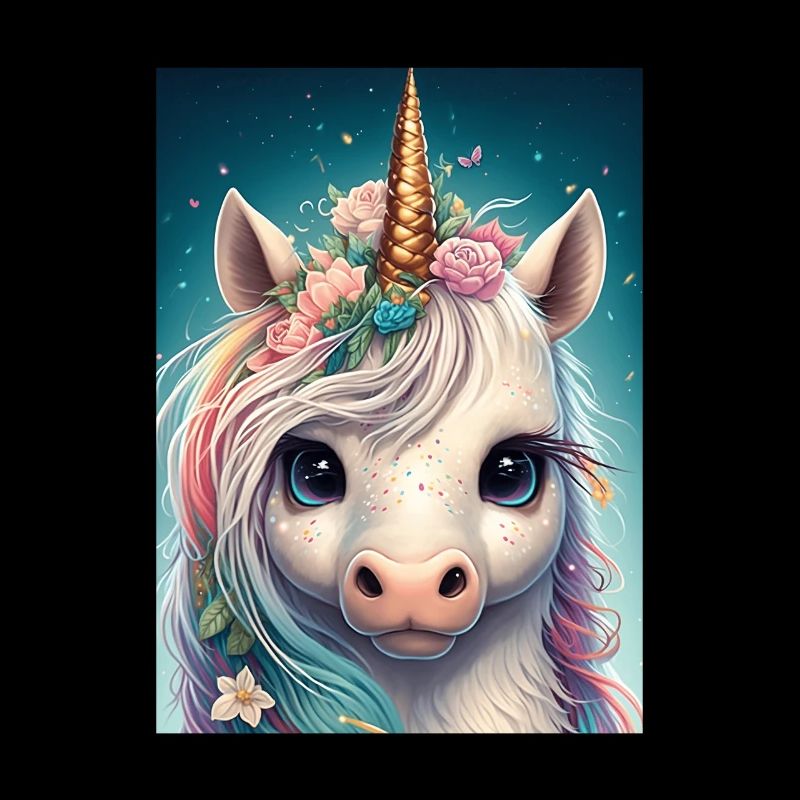 Buntes Kawaii Einhorn