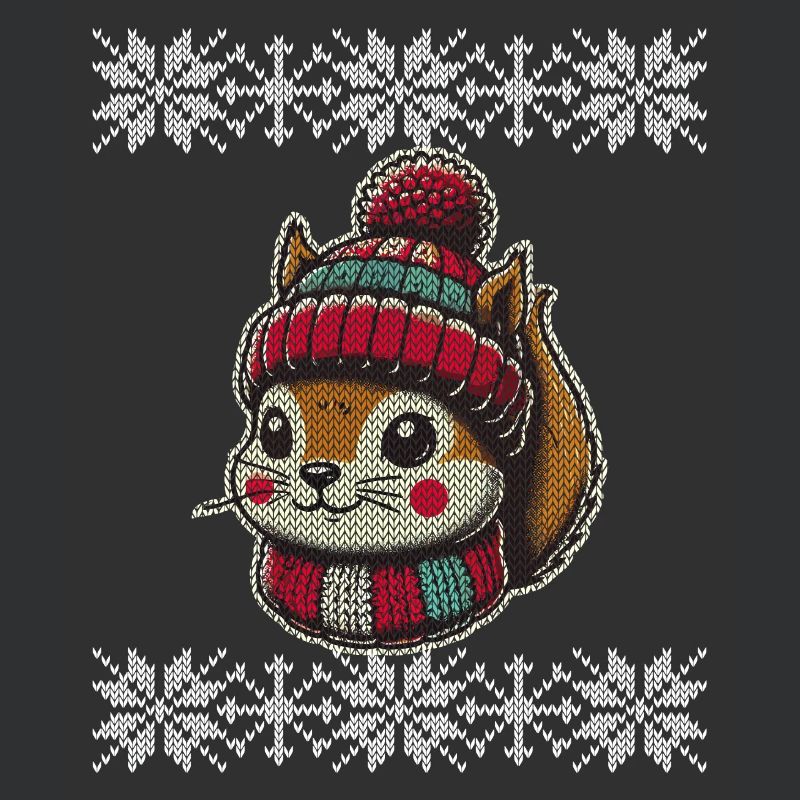 Niedliches Strickmuster Eichhörnchen Winter