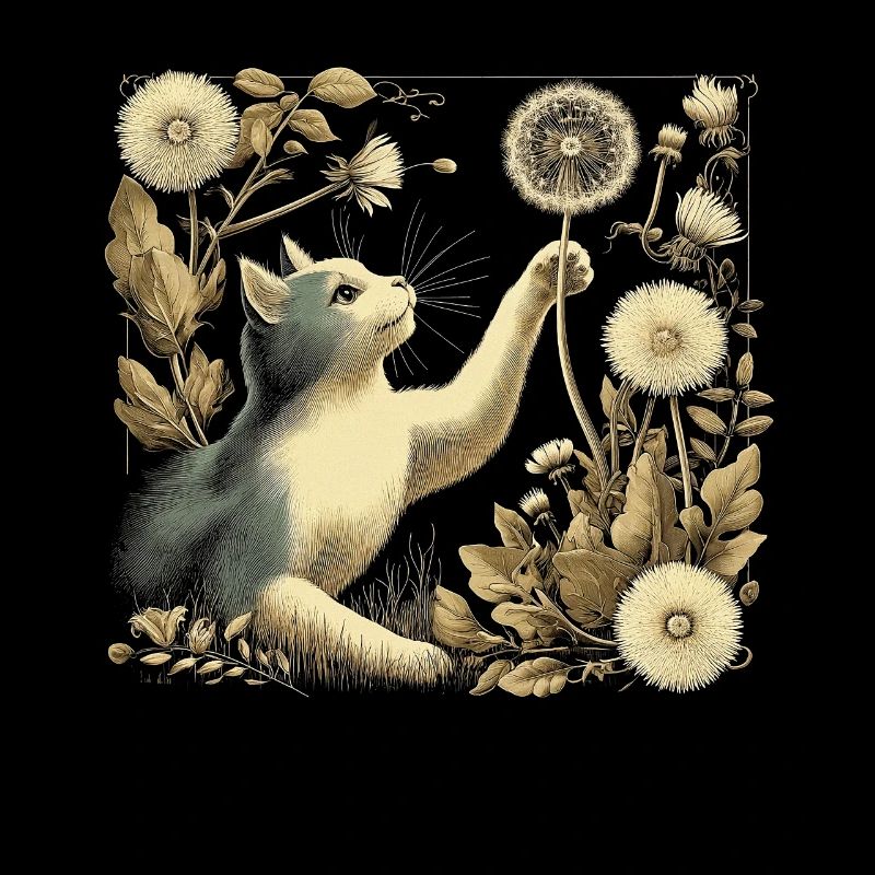 Cottagecore Katze Mit Pusteblume
