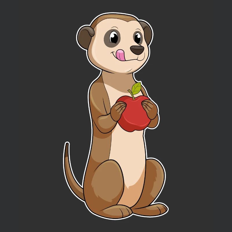 Erdmännchen mit Apfel