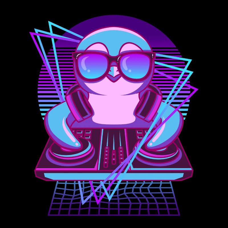 Party Music Techno Penguin Vaporwave DJ Penguin