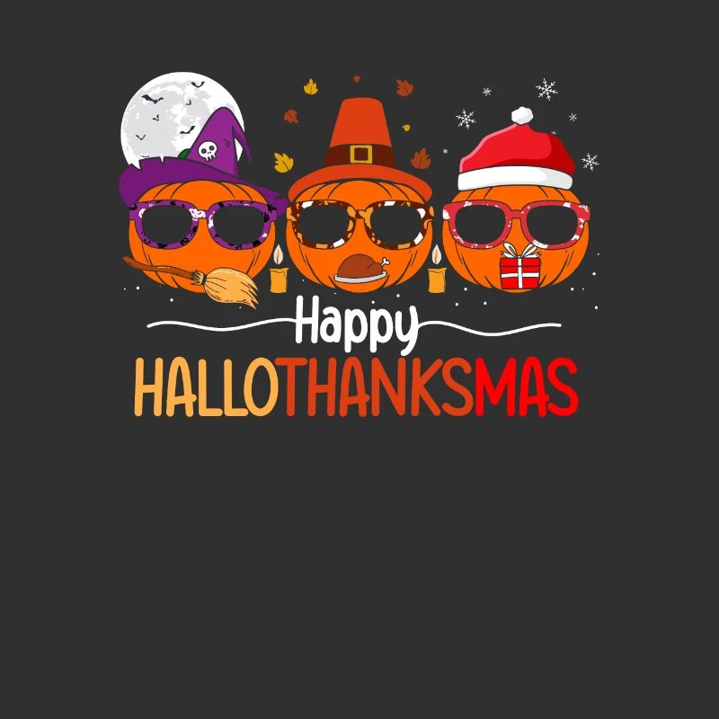 Happy HelloThanksMas Pumpkin Funny Three Holiday