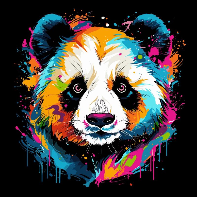 Bunter Panda Farbkleckse Farbspritzer