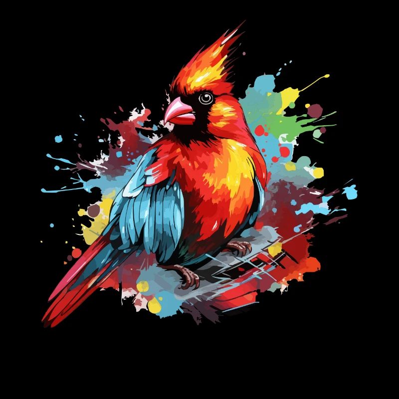 Bunter Rotkardinal Farbkleckse Farbspritzer