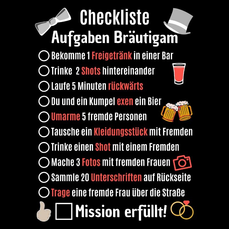 JGA Ideen Checkliste Aufgaben Bräutigam