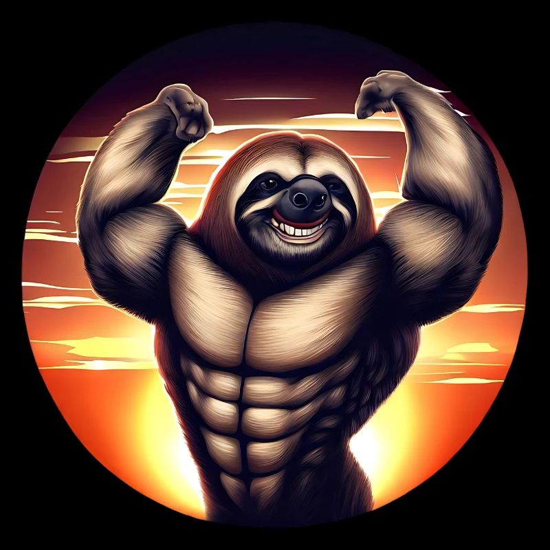 Muscular sloth in sunset