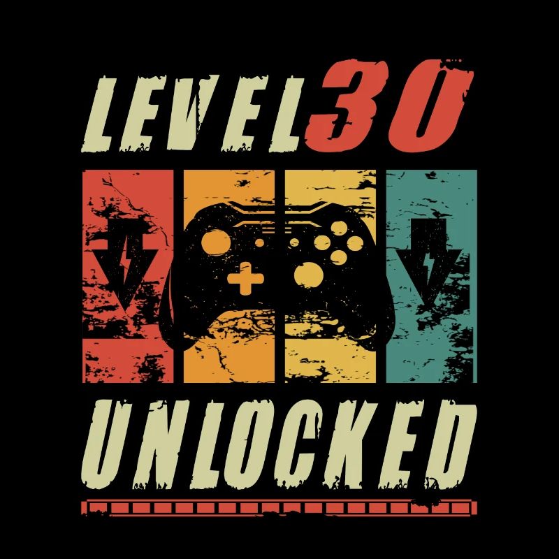 30er Geburtstag Mann Level 30 Freigeschaltet Retro