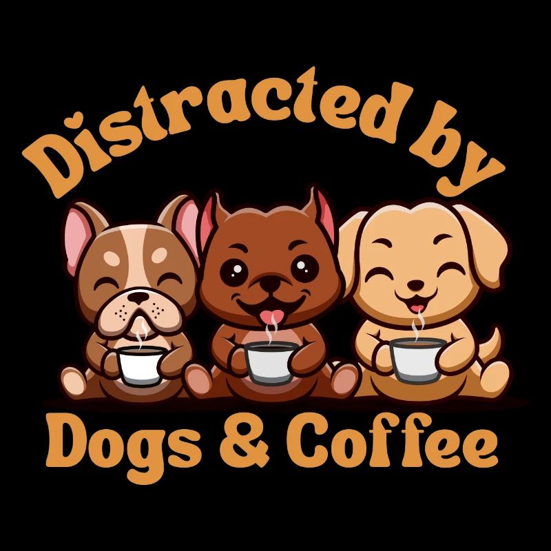 Café pour chien kawaii chiens mignons avec café