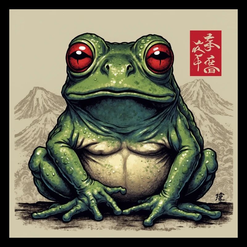 Grumpy Japanese Frog: Cute Kawaii D