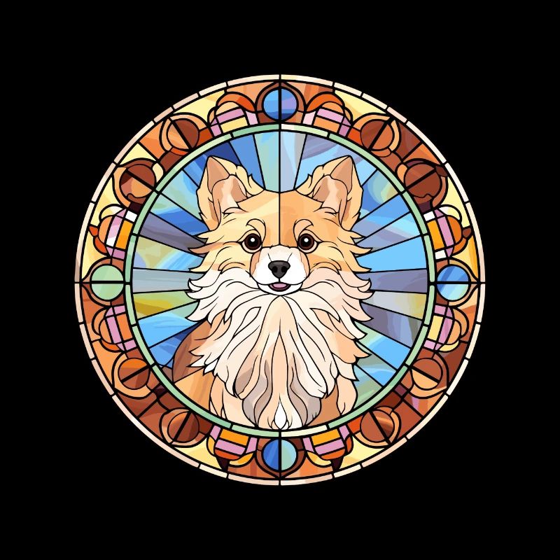 Spitz indien chien race vitrail coloré Wate