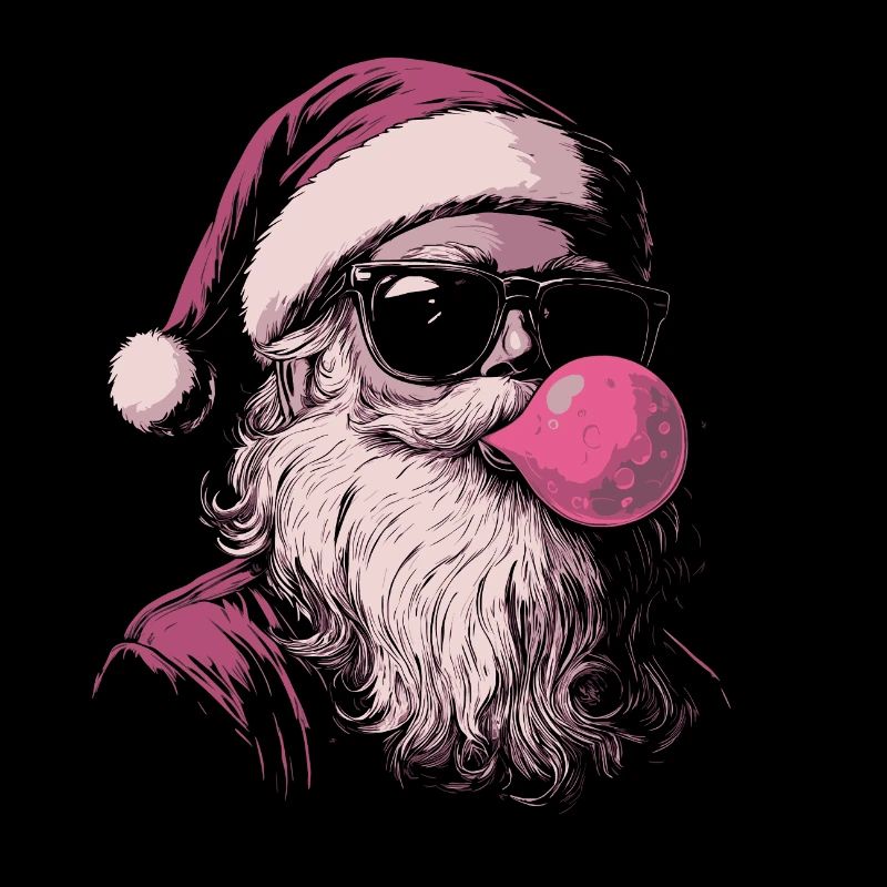 Weihnachtsmann mit Sonnenbrille kaut Kaugummi