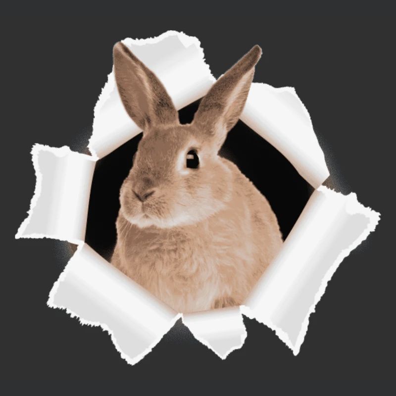 Bunny looking through hole