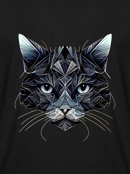 Black cat face with geometric patterns