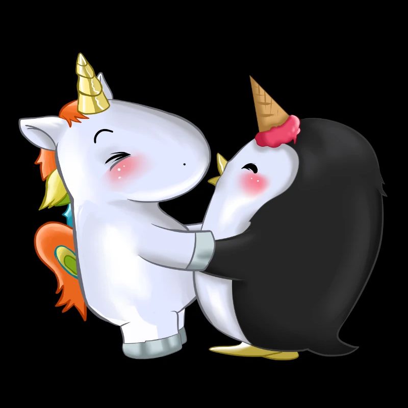 Cadeau de câlin de corne de glace de pingouin licorne mignon
