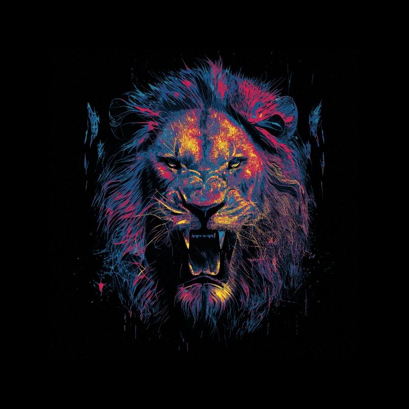 Tête de lion colorée