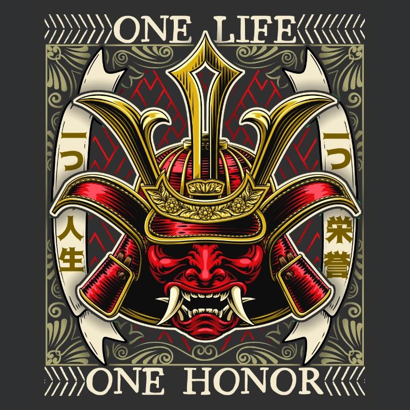 Japanischer Samurai Dämon, Samurai Krieger, Spruch